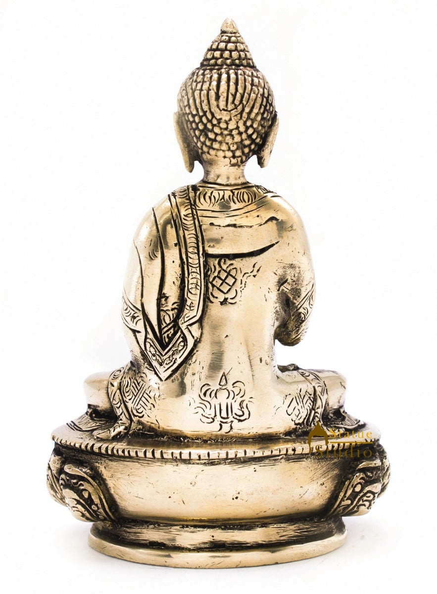 Brass Carved Buddha Idols For Home Office Desk Room Table Décor Statue 5.5"