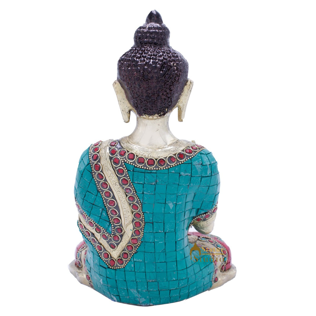 Blessing Buddha Hand Carved Statue For Home Office Desk Room Décor Idol 10.5"