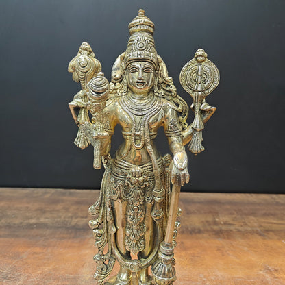 Brass Standing Vishnu Idol For Home Decor Lucky Gift 13 Inch by vendor-unknown - Hindu Gods (View 3)