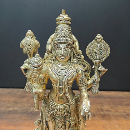 Brass Standing Vishnu Idol For Home Decor Lucky Gift 13 Inch by vendor-unknown - Hindu Gods (View 2)