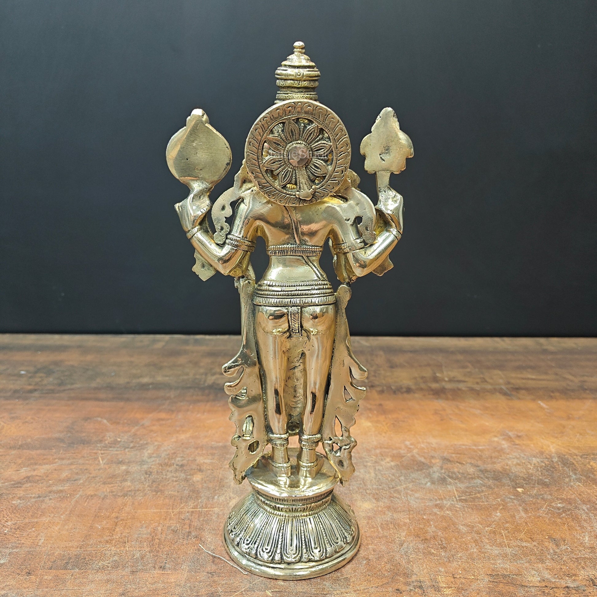 Brass Standing Vishnu Idol For Home Decor Lucky Gift 13 Inch - Image 7