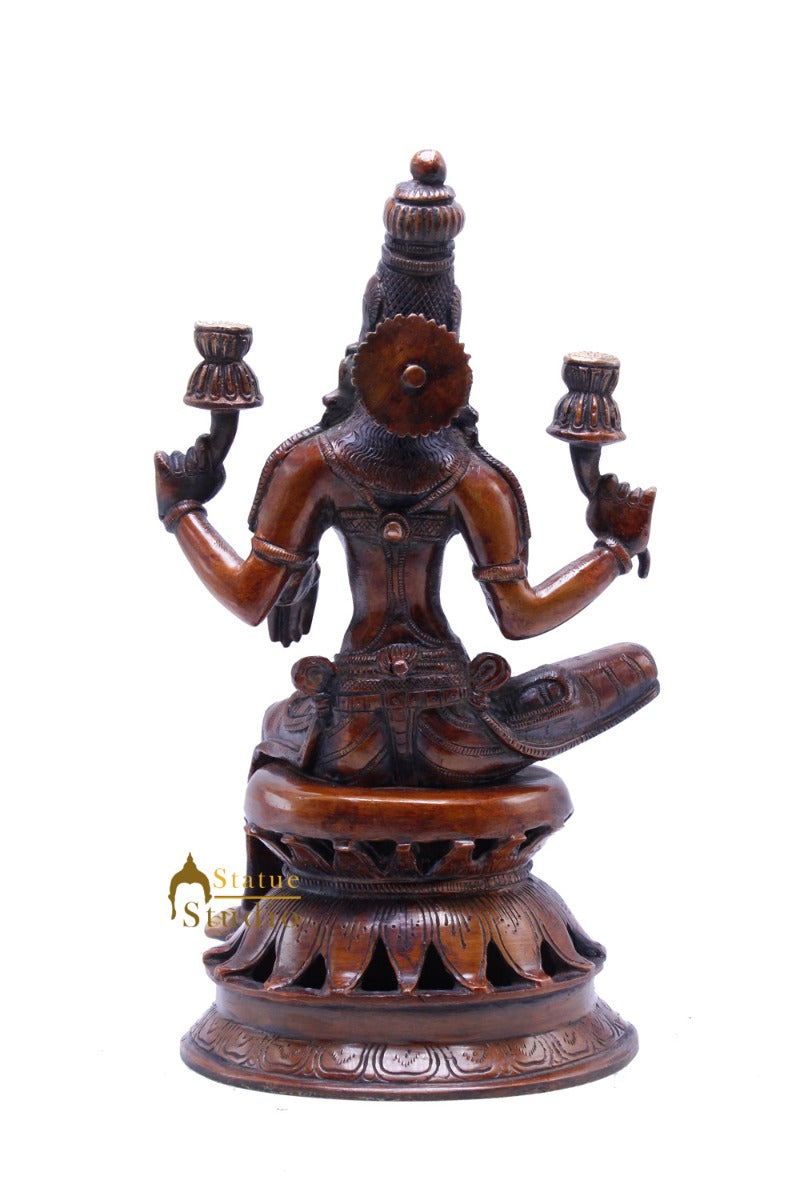 Brass Sitting Lakshmi Idol Religious Home Decor Lucky Statue 12 Inch