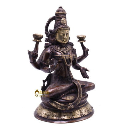 Antique Brass Lakshmi Idol Sitting Murti Religious Home Décor Lucky Statue 10.5" by vendor-unknown - Hindu Gods (View 4)