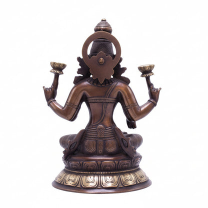 Antique Brass Lakshmi Idol Sitting Murti Religious Home Décor Lucky Statue 10.5" by vendor-unknown - Hindu Gods (View 5)