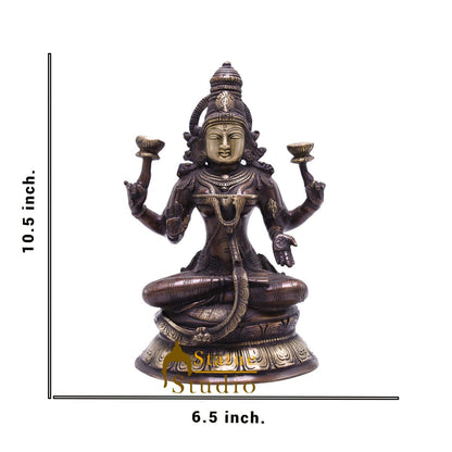 Antique Brass Lakshmi Idol Sitting Murti Religious Home Décor Lucky Statue 10.5" by vendor-unknown - Hindu Gods (View 6)