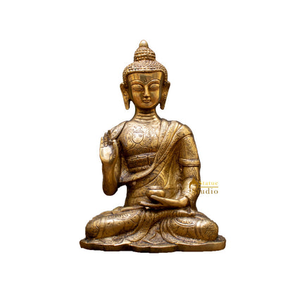 Blessing Buddha Hand Carved Statue For Home Office Desk Room Décor Idol 10.5" by vendor-unknown - Buddha (View 5)