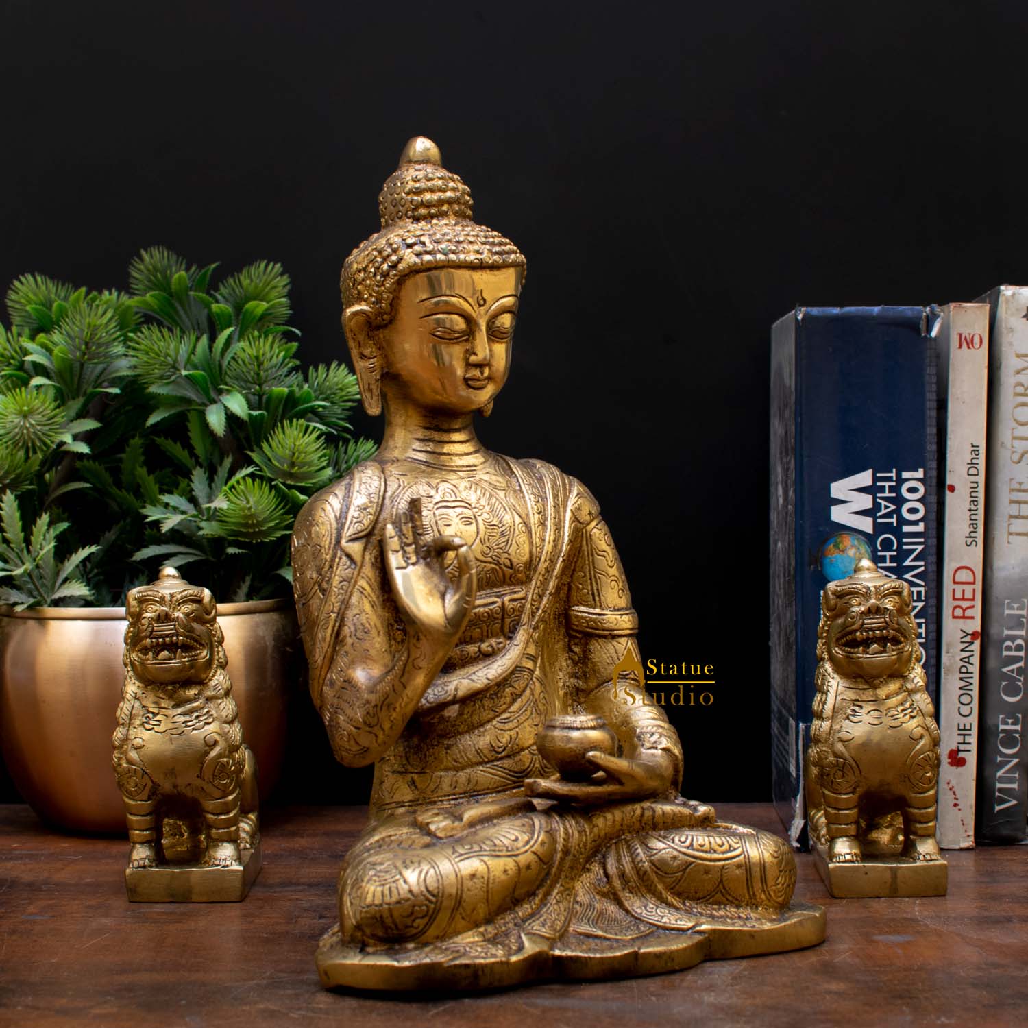 Blessing Buddha Hand Carved Statue For Home Office Desk Room Décor Idol 10.5" - Image 3