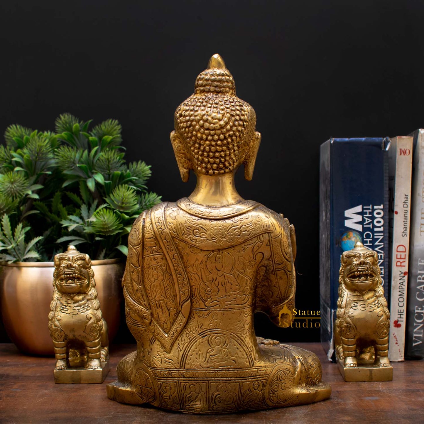 Blessing Buddha Hand Carved Statue For Home Office Desk Room Décor Idol 10.5"