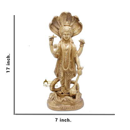 Antique Vishnu Standing Under Serpent Idol Murti Religious Décor Statue 17" by vendor-unknown - Hindu Gods (View 6)