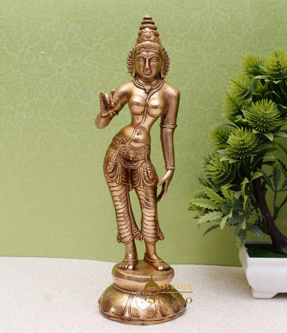 Brass Standing Goddess Parvati Idol Religious Home Temple Décor Statue 10" by vendor-unknown - Hindu Gods (View 2)