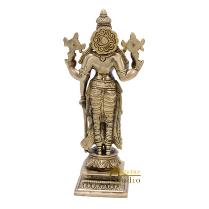 Brass Antique Vishnu Standing Idol For Pooja Home Temple Décor Statue 8" by vendor-unknown - Hindu Gods (View 5)