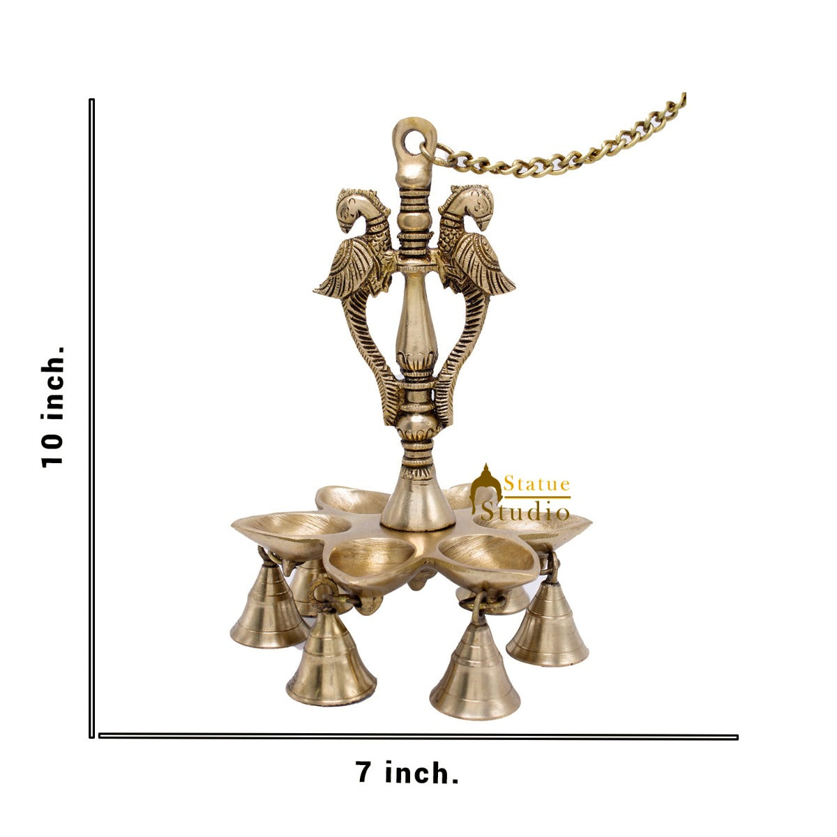 Brass Peacock Oil Lamp Hanging Diya Religious Home Office Temple Diwali Décor - Image 6