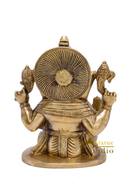 Brass Ganesha Idol For Home Décor Ganpati Statue Lucky Gift Showpiece 8.5" by vendor-unknown - Hindu Gods (View 5)
