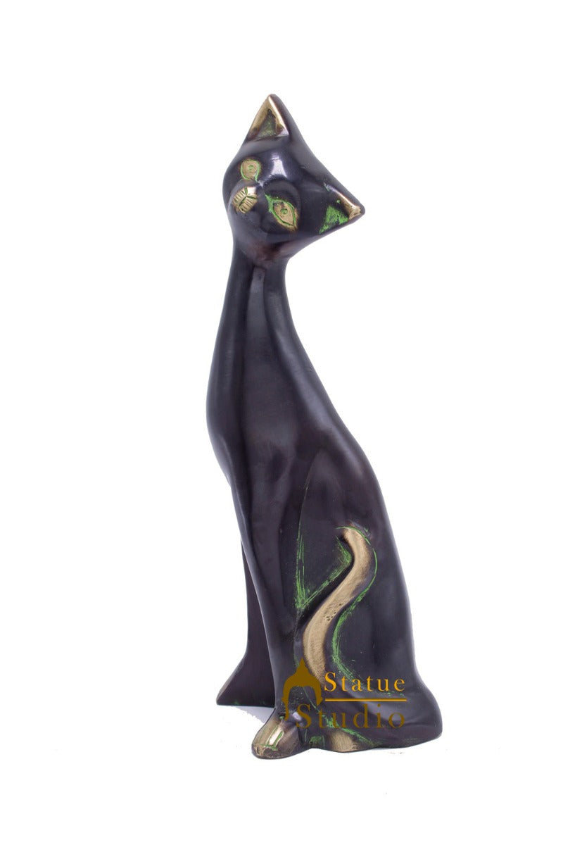 Brass Cat Showpiece Home Decorative Items For Home Office Décor Figurine 8"