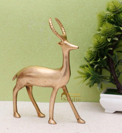 Brass Small Deer Showpiece Home Decorative Items For Home Office Décor Figure 8" by vendor-unknown - Decor