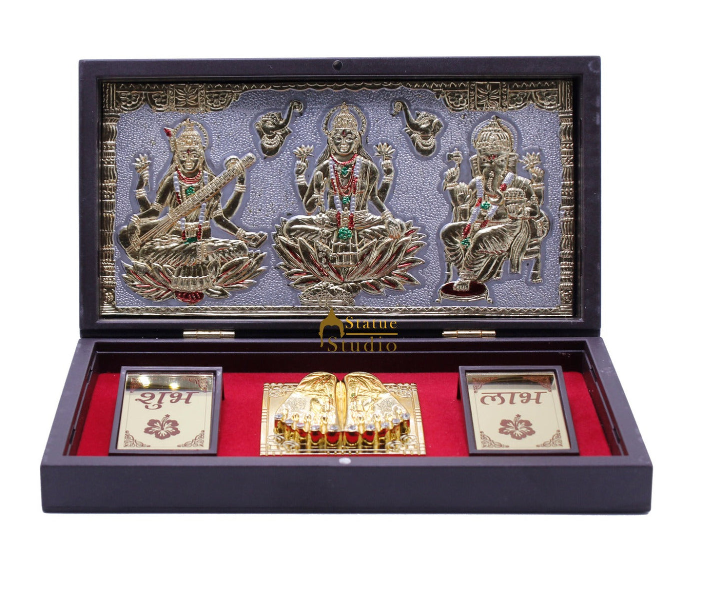 Ganesha Lakshmi Saraswati Charan Paduka Pooja Item For Temple Puja Decorative Gift Showpiece