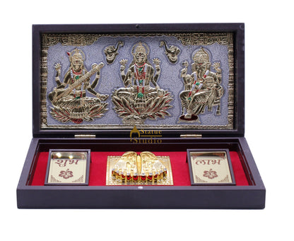 Ganesha Lakshmi Saraswati Charan Paduka Pooja Item For Temple Puja Decorative Gift Showpiece by vendor-unknown - Spiritual