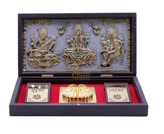 Ganesha Lakshmi Saraswati Charan Paduka Pooja Item For Temple Puja Decorative Gift Showpiece