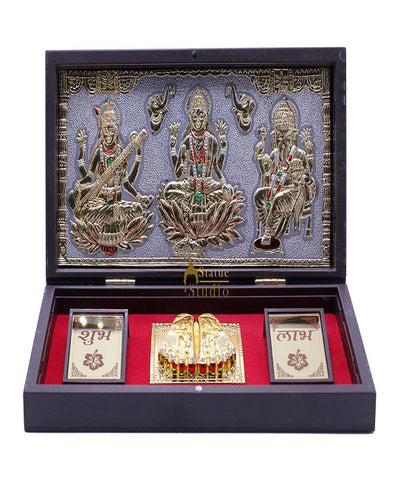 Ganesha Lakshmi Saraswati Charan Paduka Pooja Item For Temple Puja Decorative Gift Showpiece by vendor-unknown - Spiritual (View 2)