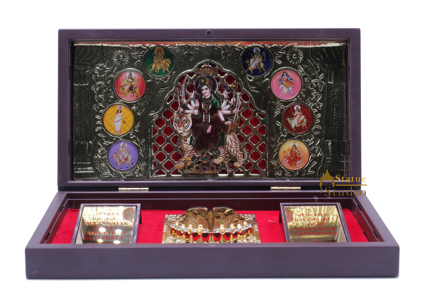 Jai Ambe Mata Rani Sherawali Durga Charan Paduka Pooja Item For Temple Puja Decorative Gift Showpiece