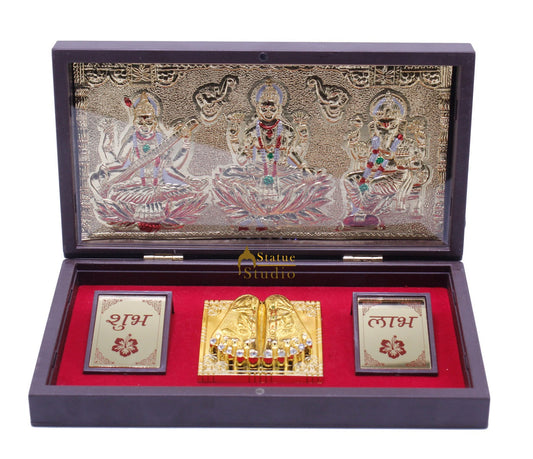Ganesha Lakshmi Saraswati Charan Paduka Pooja Item For Temple Puja Decorative Gift Showpiece