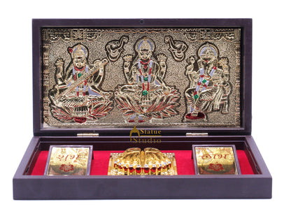 Ganesha Lakshmi Saraswati Charan Paduka Pooja Item For Temple Puja Decorative Gift Showpiece by vendor-unknown - Spiritual (View 3)