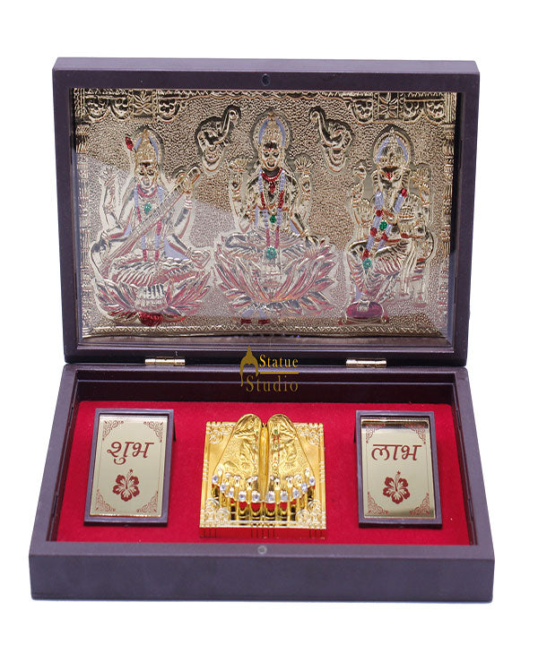 Ganesha Lakshmi Saraswati Charan Paduka Pooja Item For Temple Puja Decorative Gift Showpiece - Image 2