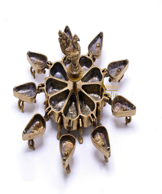 Brass Antique Pooja Sindoor Kumkum Chopra Box For Décor And Gifting 6"