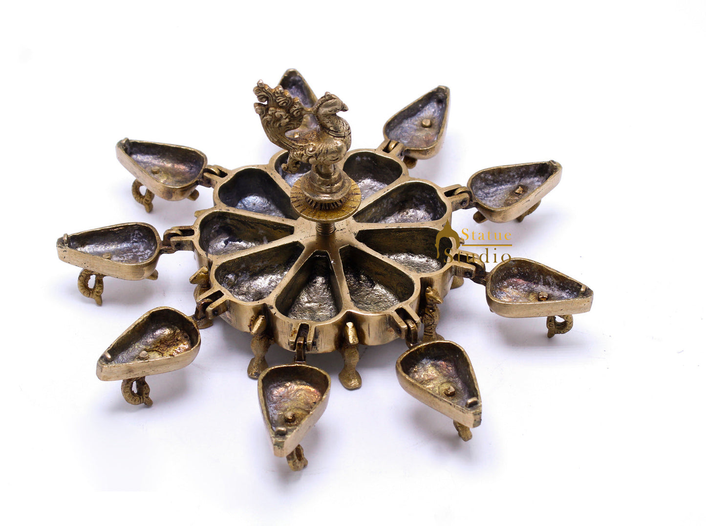 Brass Antique Pooja Sindoor Kumkum Chopra Box For Décor And Gifting 6"