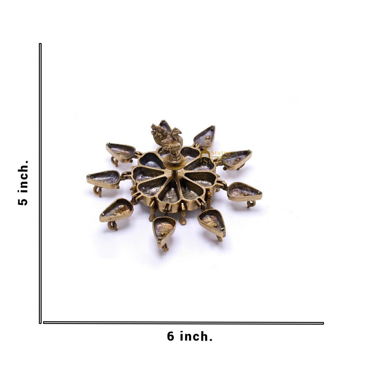 Brass Antique Pooja Sindoor Kumkum Chopra Box For Décor And Gifting 6"