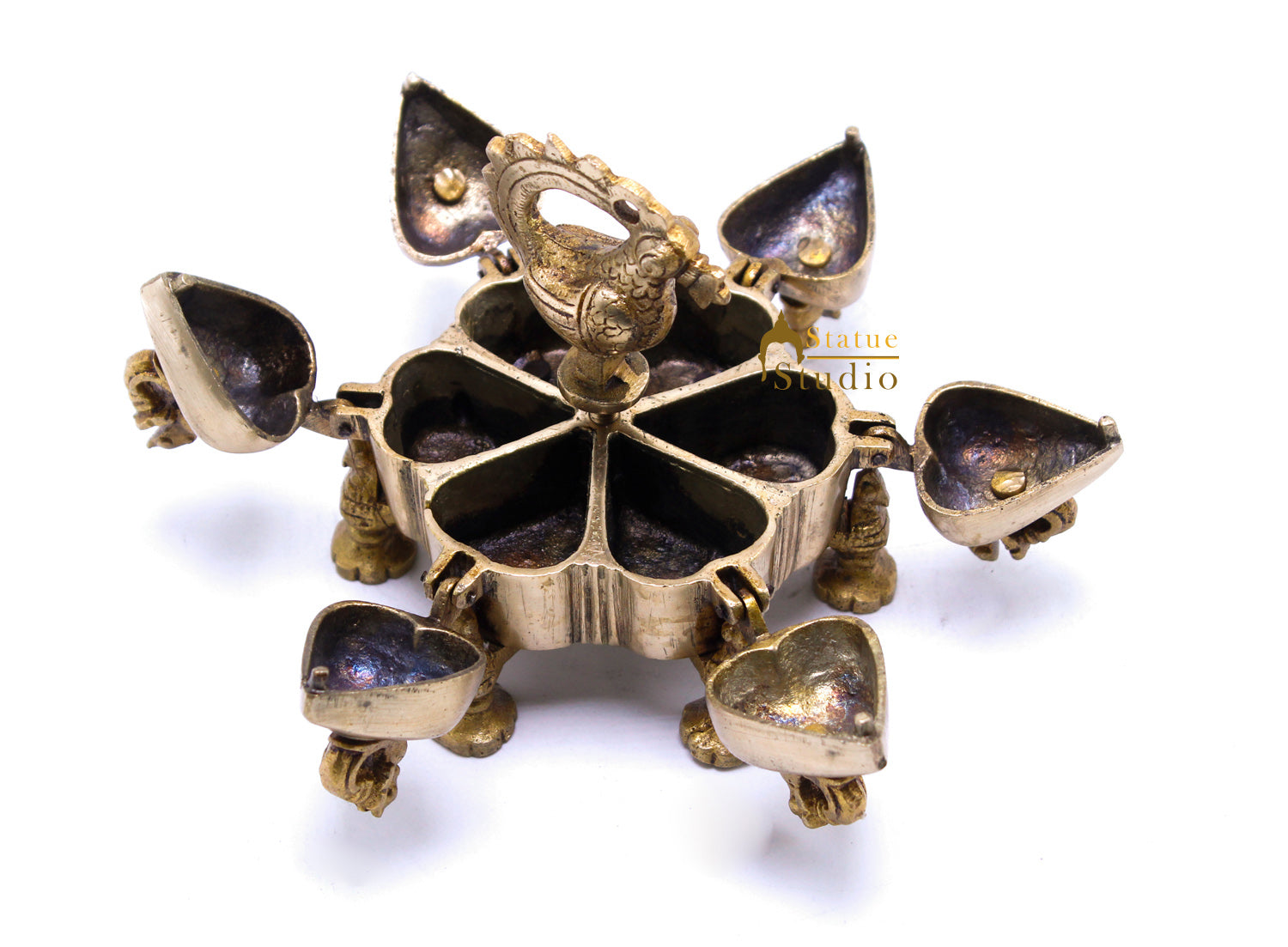 Brass Antique Pooja Sindoor Kumkum Chopra Box For Décor And Gifting 4.5" - Image 2