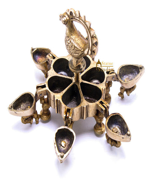 Brass Antique Pooja Sindoor Kumkum Chopra Box For Décor And Gifting 3.5"