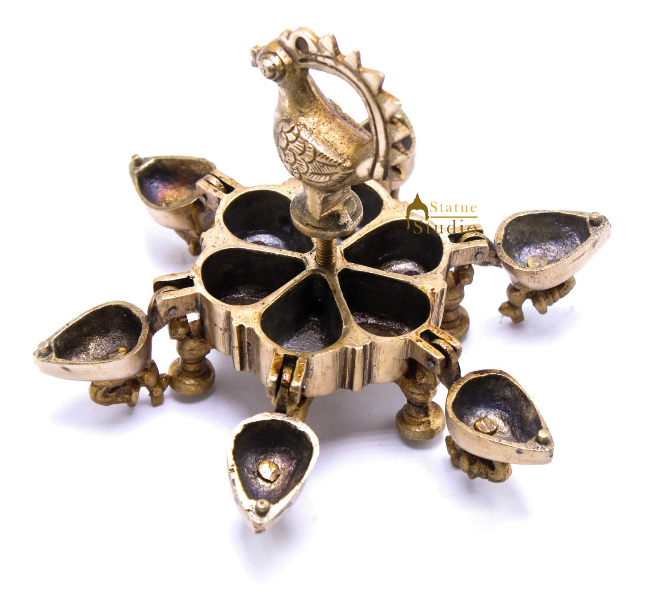 Brass Antique Pooja Sindoor Kumkum Chopra Box For Décor And Gifting 3.5" - Image 2