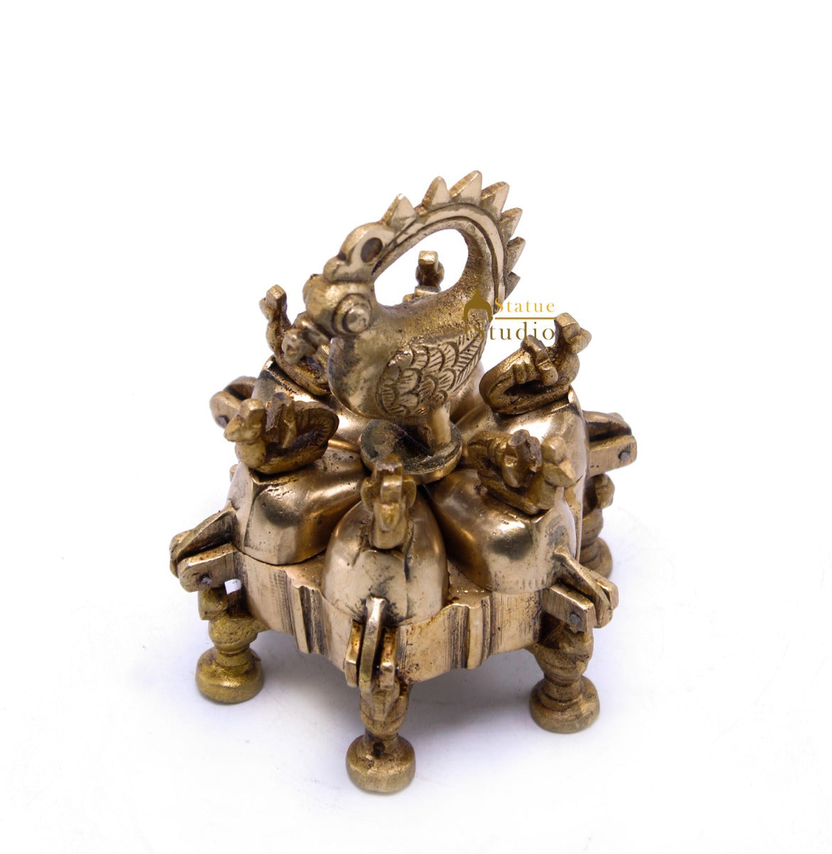 Brass Antique Pooja Sindoor Kumkum Chopra Box For Décor And Gifting 3.5" - Image 3