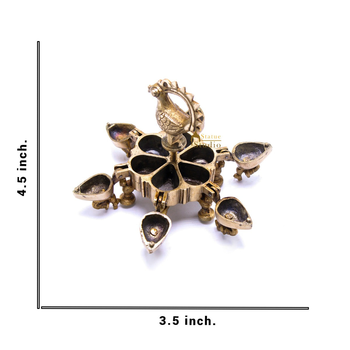 Brass Antique Pooja Sindoor Kumkum Chopra Box For Décor And Gifting 3.5"