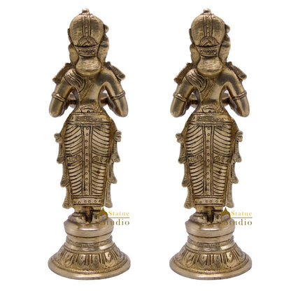 Antique Brass Deeplakshmi Pair Statue For Pooja Room Home Décor And Gifting 9" by vendor-unknown - Decor (View 3)