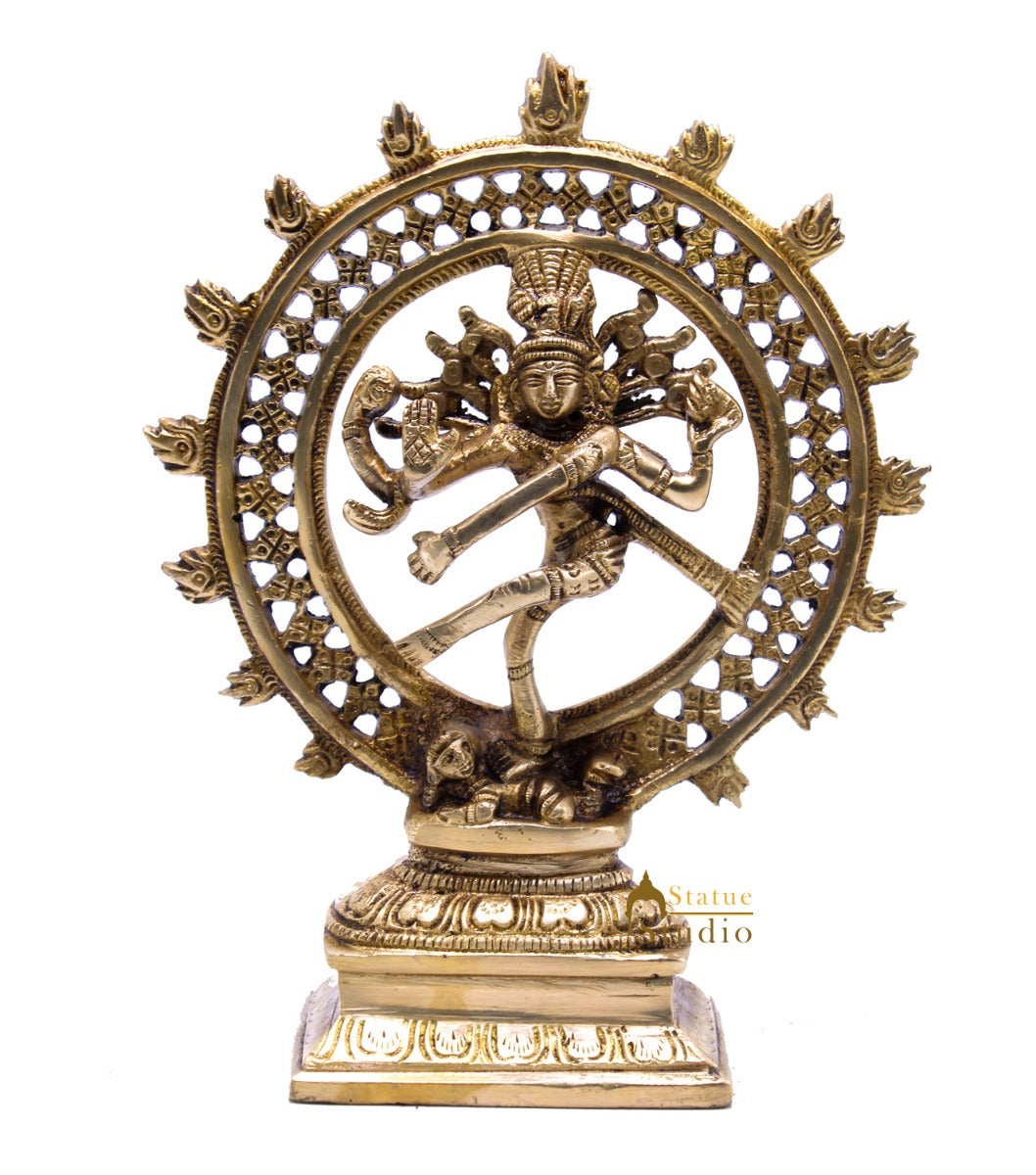 Antique Brass Nataraja Dancing Shiva Statue For Décor And Gifting 8" - Eco-friendly - Sama Homes