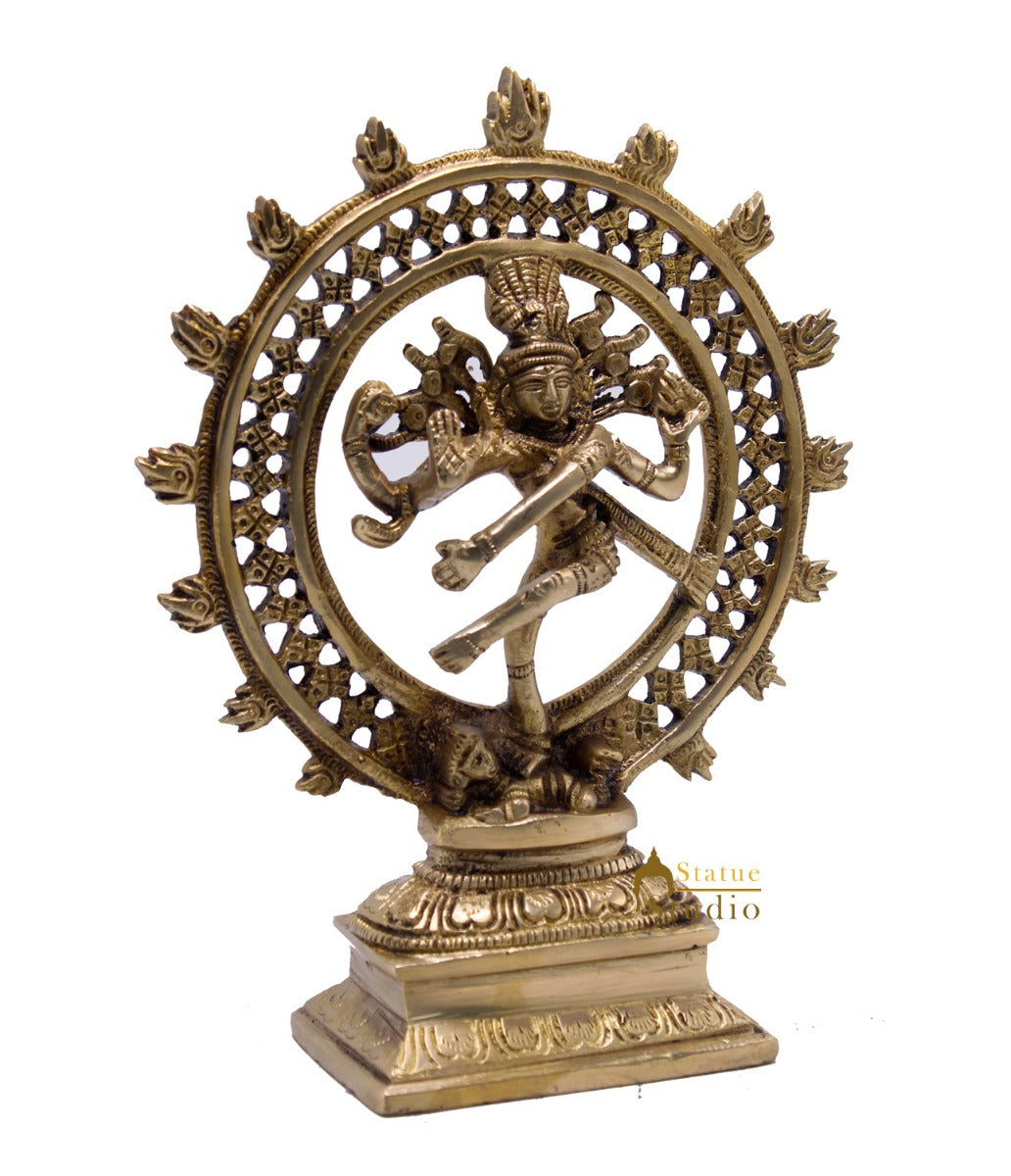Antique Brass Nataraja Dancing Shiva Statue For Décor And Gifting 8" - Image 3