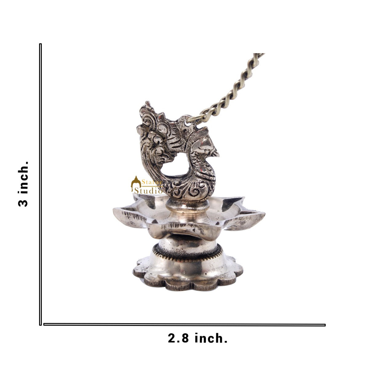 Brass Antique Bird Hanging Diya For Pooja Room 3" - Image 4