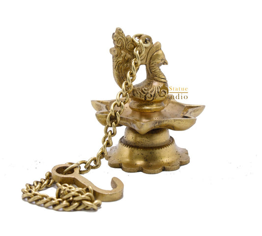 Brass Antique Bird Hanging Diya For Pooja Room 3"