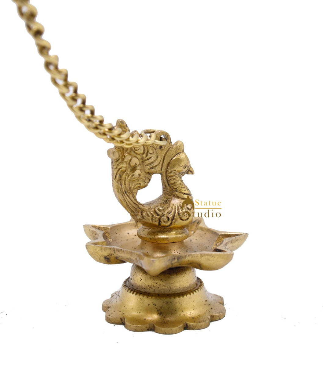 Brass Antique Bird Hanging Diya For Pooja Room 3"