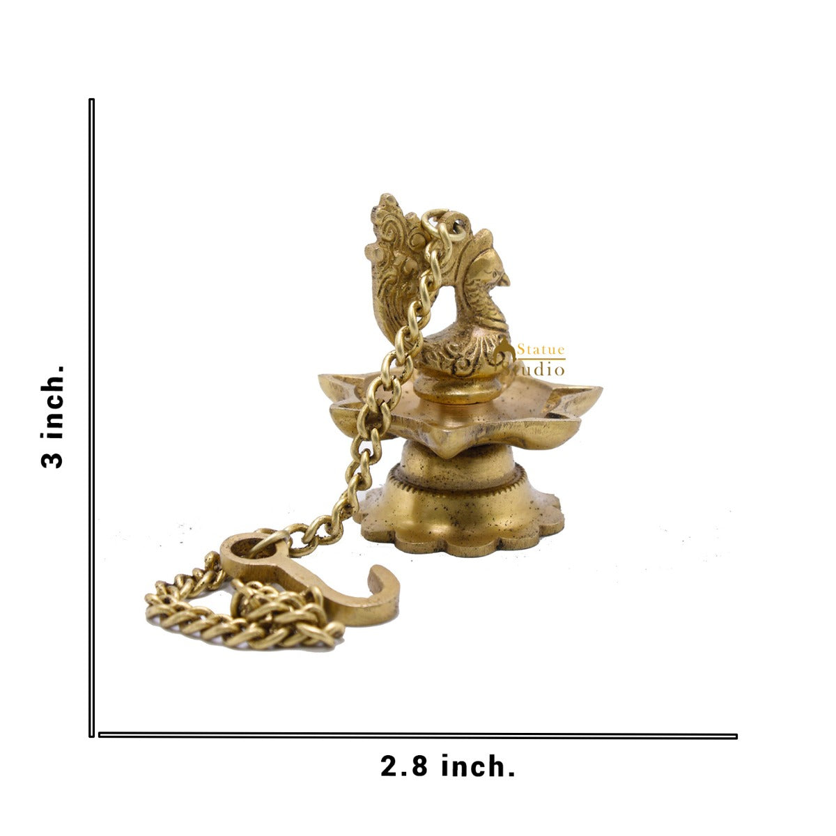 Brass Antique Bird Hanging Diya For Pooja Room 3" - Image 4