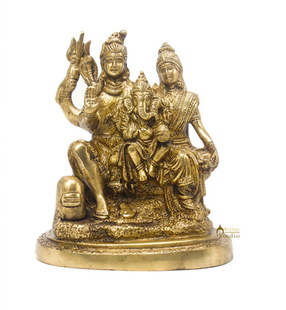 Brass Shiv Parivar Idol For Home Office Temple Décor 6" by vendor-unknown - Hindu Gods (View 3)
