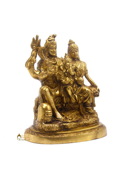 Brass Shiv Parivar Idol For Home Office Temple Décor 6" by vendor-unknown - Hindu Gods (View 4)