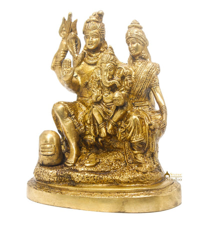 Brass Shiv Parivar Idol For Home Office Temple Décor 6" by vendor-unknown - Hindu Gods (View 5)