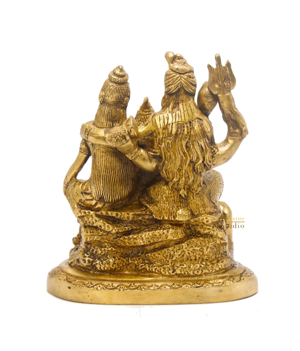 Brass Shiv Parivar Idol For Home Office Temple Décor 6"