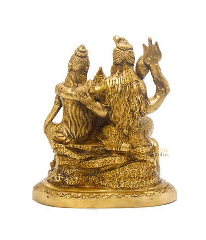 Brass Shiv Parivar Idol For Home Office Temple Décor 6" by vendor-unknown - Hindu Gods (View 6)