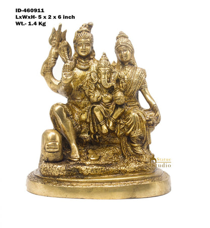 Brass Shiv Parivar Idol For Home Office Temple Décor 6" by vendor-unknown - Hindu Gods (View 7)