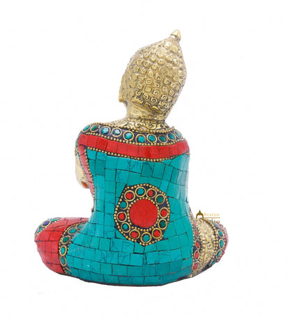 Brass Small Thinking Buddha Statue For Home Décor Diwali Gift 6" by vendor-unknown - Buddha (View 6)