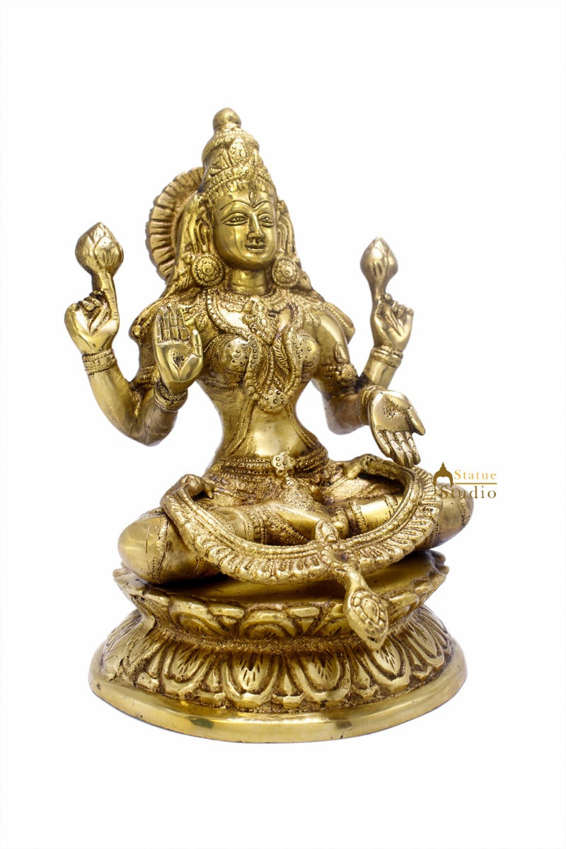 Brass Lakshmi Idol Laxmi Statue For Religious Home Office Décor Lucky Gift 9" - Image 4